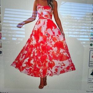 Floral Pink and White Maxi Dress